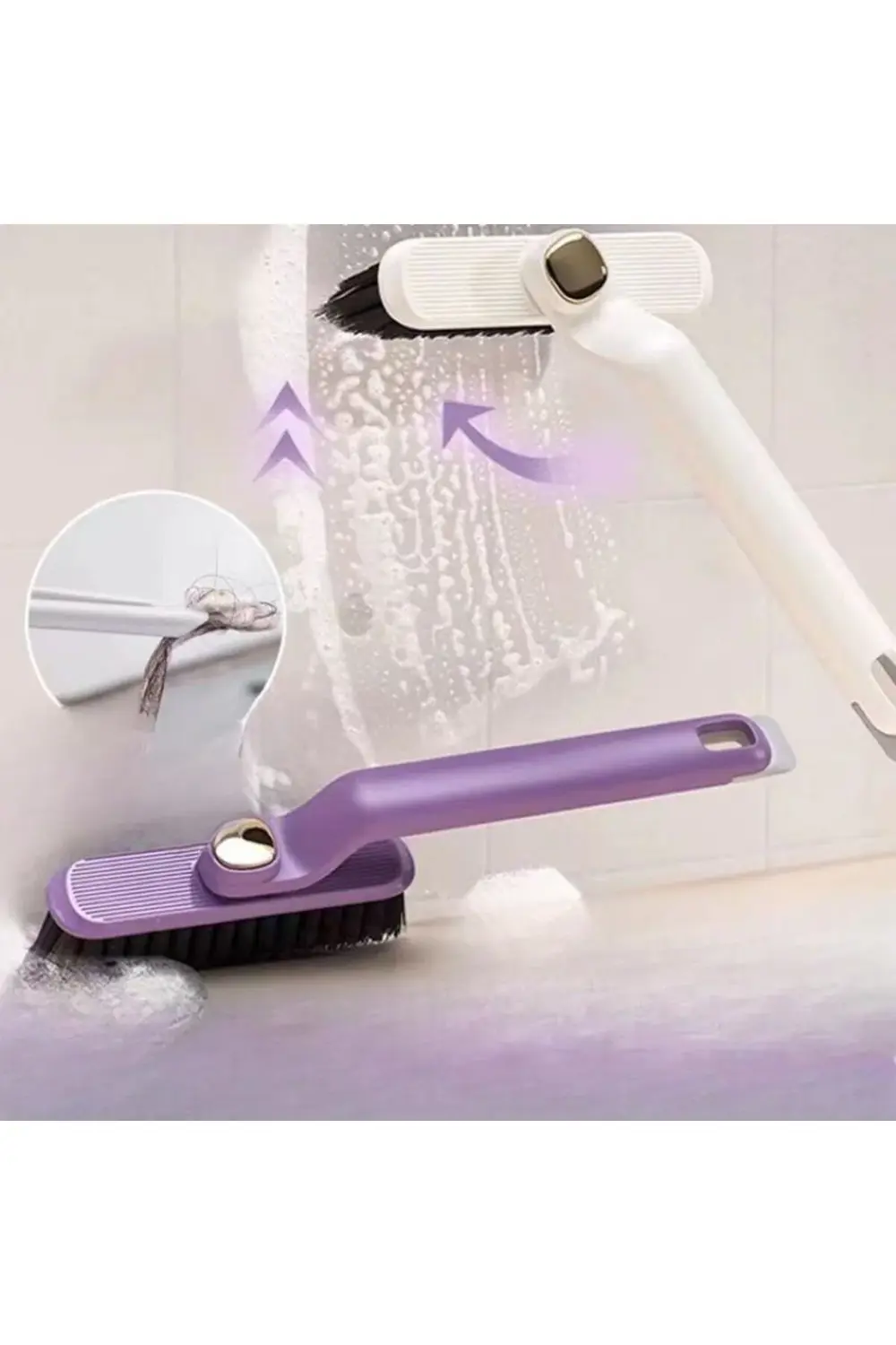 Döner Başlıklı Temizlik Fırçası Cımbızlı Banyo Mutfak Lavabo Deta