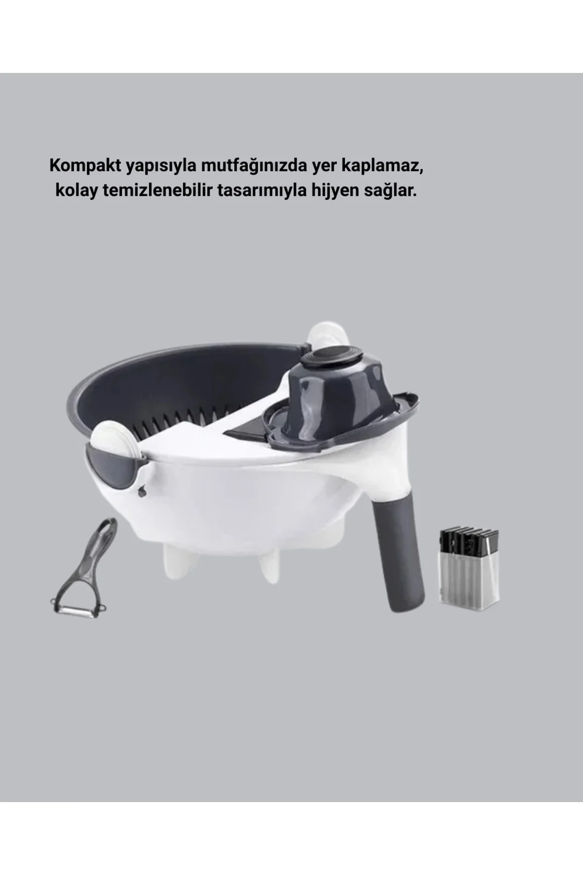 Döner Mekanizmalı 5’i 1 Arada Süzgeçli Rende Sebze Meyve Doğrama 