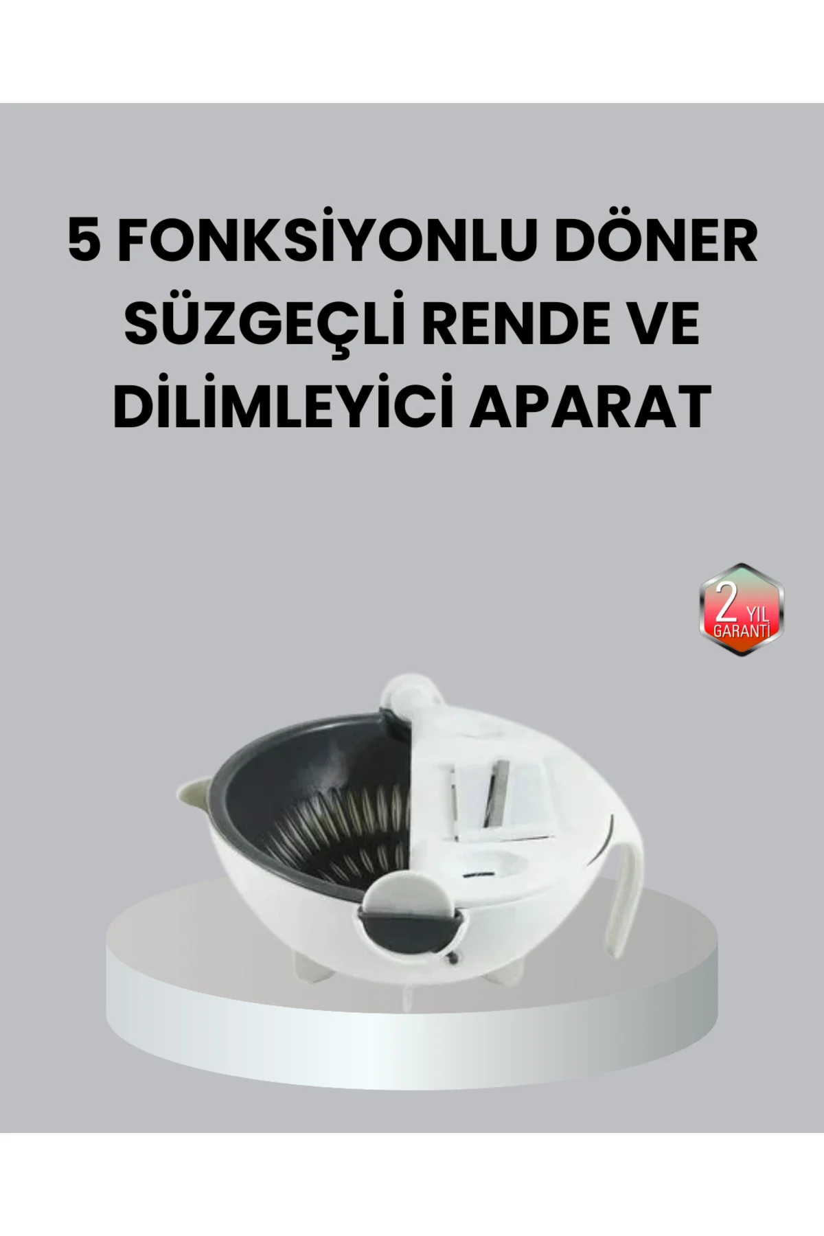 Döner Mekanizmalı 5’i 1 Arada Süzgeçli Rende Sebze Meyve Doğrama 