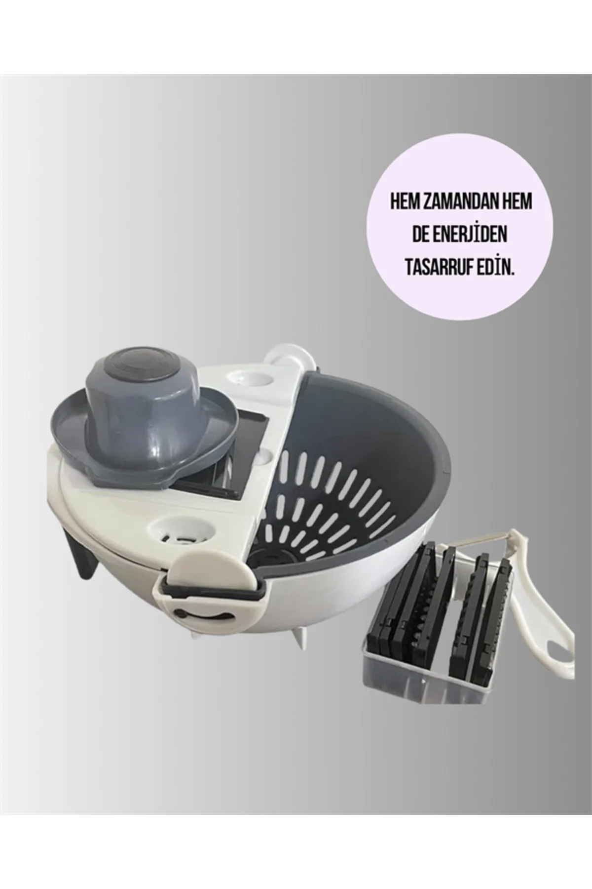 Döner Mekanizmalı Rende Bıçaklı Sebze Dilimleyici Seti - Lisinya