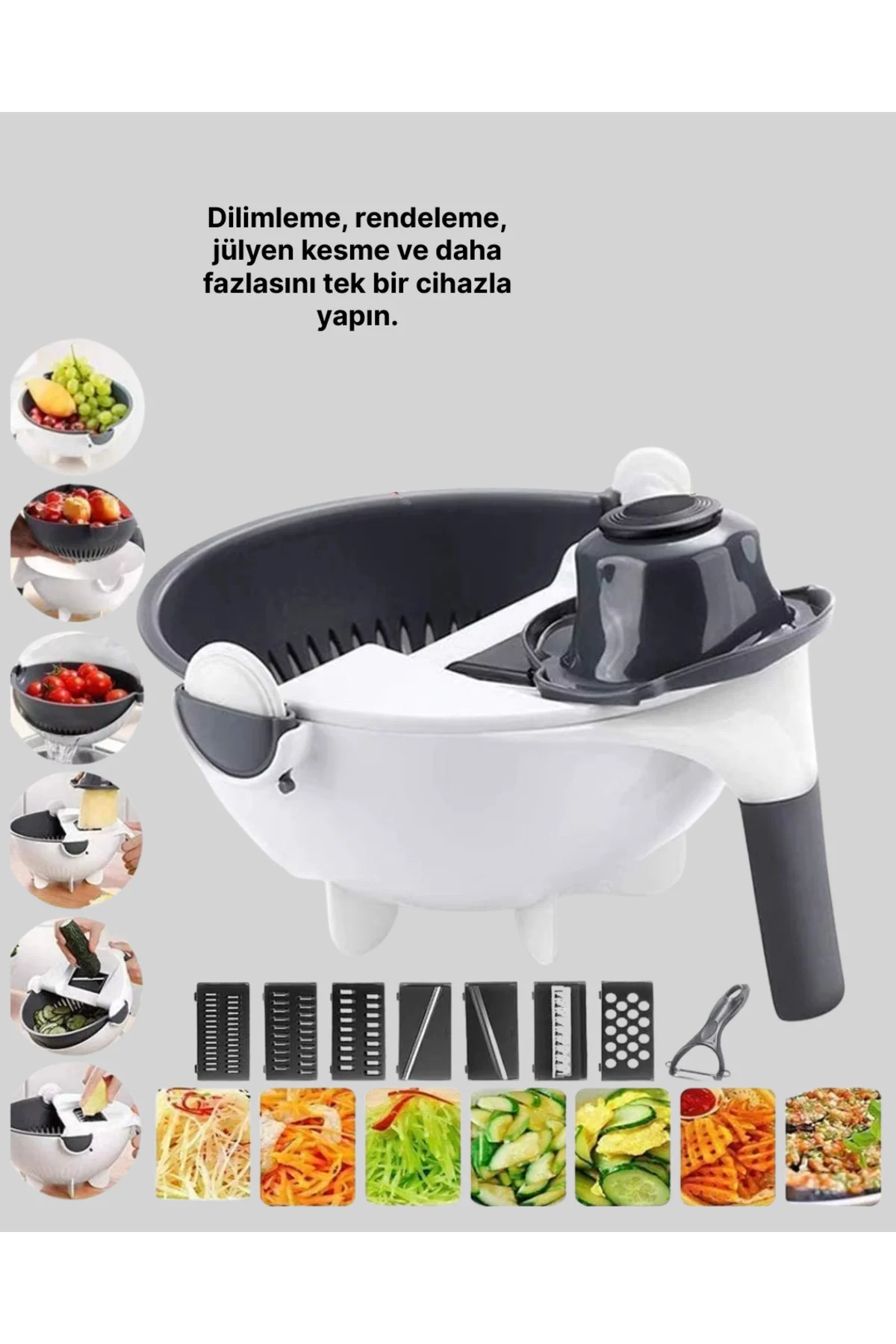 Döner Mekanizmalı Sebze Doğrayıcı Hazneli Rende - Lisinya