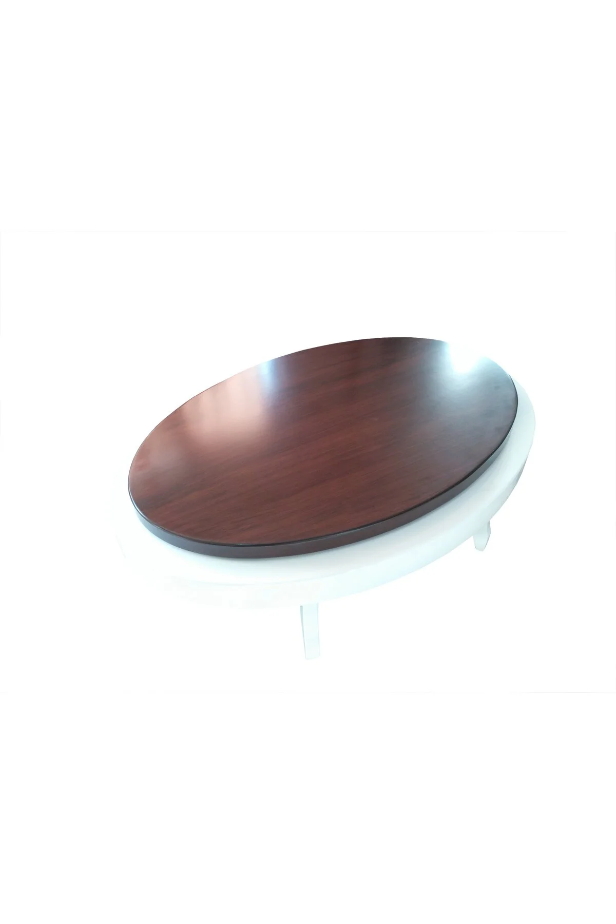 Döner Orta 13826 sehpa Oval Klas;ik Model Kayın Retro Ayak MDF Tabla Parlak Beyaz - Görsel 2