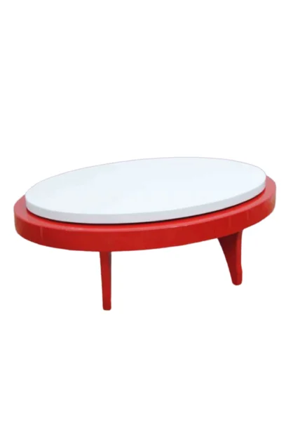 Dönerli orta sehpa 18586 Oval Kayın Retro Ayak MDF Tabla Beyaz Kırmızı El yapım Fiyatı, Yorumları ve Özellikleri