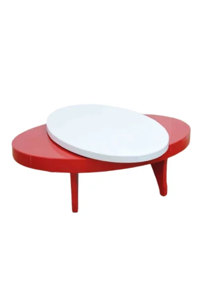 Dönerli orta sehpa 18586 Oval Kayın Retro Ayak MDF Tabla Beyaz Kırmızı El yapım Fiyatı, Yorumları ve Özellikleri