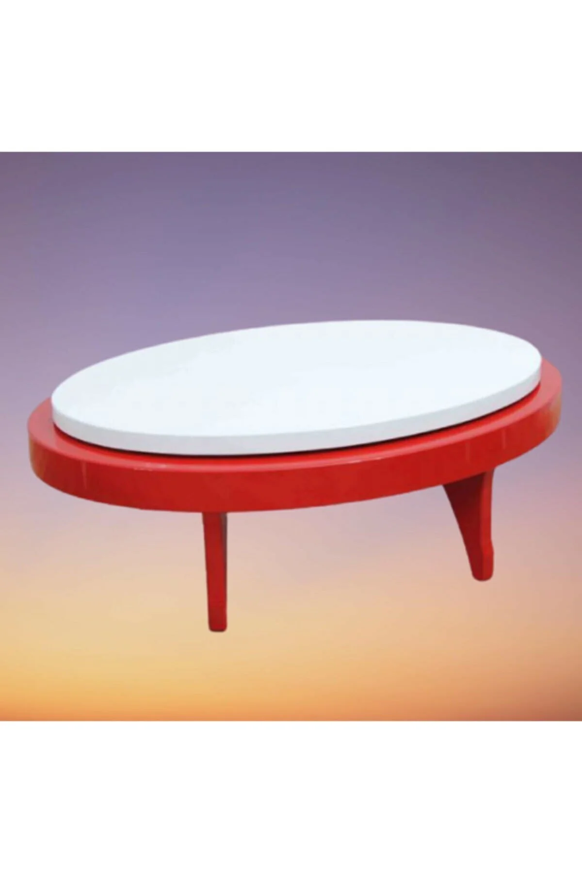 Dönerli orta sehpa 18586 Oval Kayın Retro Ayak MDF Tabla Beyaz Kırmızı El yapım Dönerli orta sehpa 18586 Oval Kayın Retro Ayak MDF Tabla Beyaz Kırmızı El yapım - Görsel 5