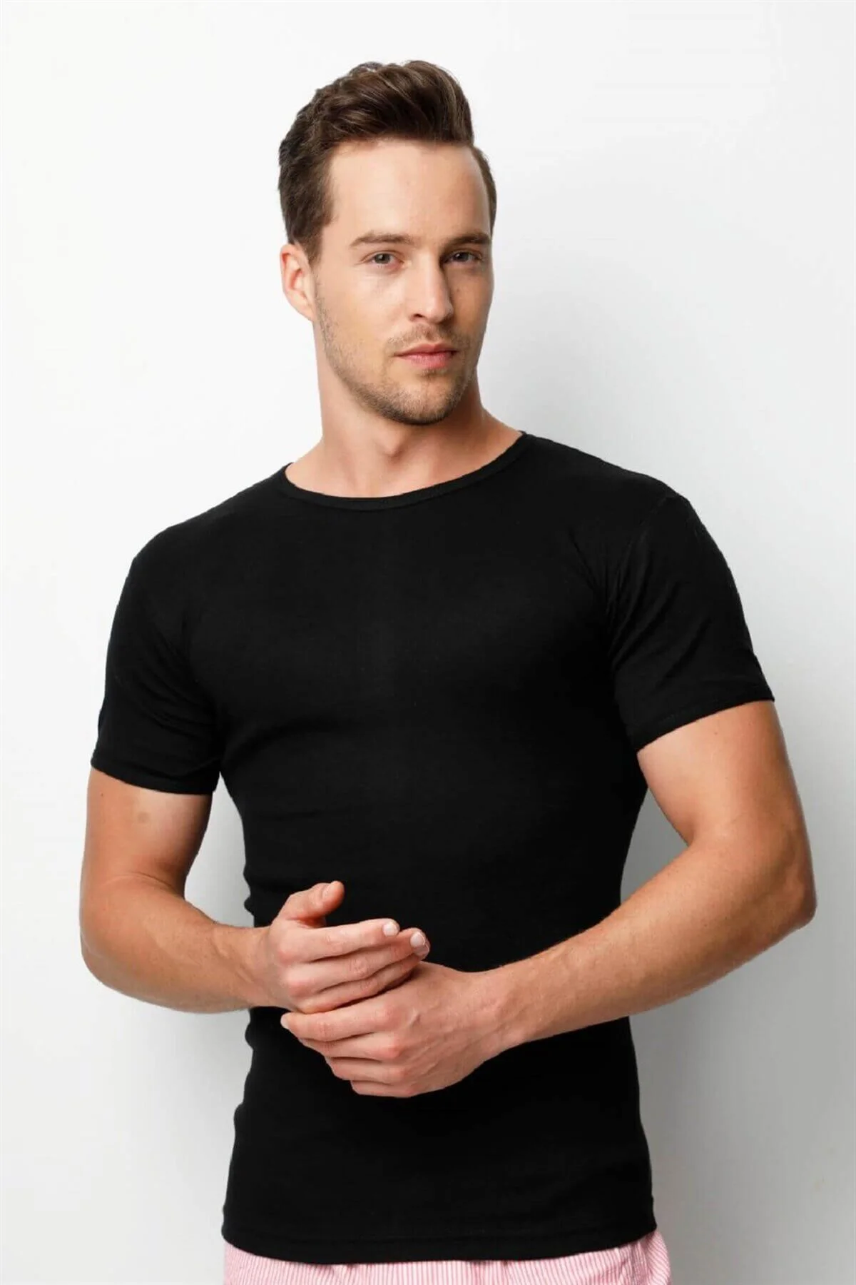 &Donex Erkek Ribana 0 Yaka Slim Fit T-Shirt 2140 (3 ADET)