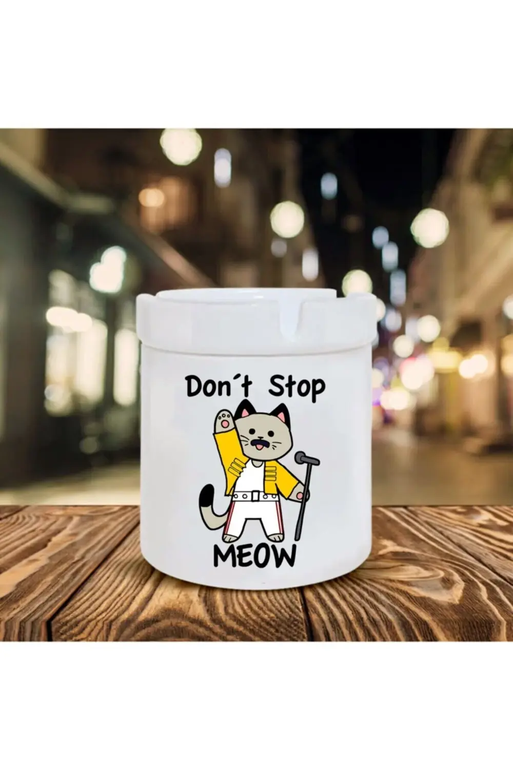 Dont Stop Meow Baskılı Seramik Şık Küllük