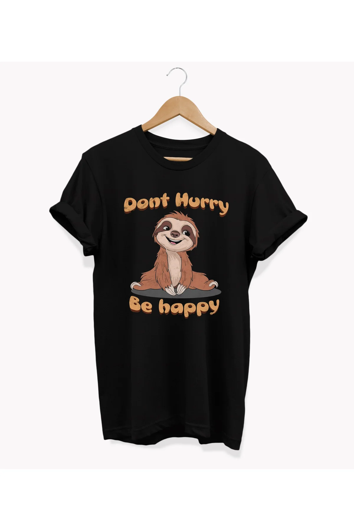 , Dont Worry Baskılı, %100 Pamuk, Bisiklet Yaka, Oversize T-shirt