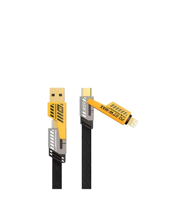Dönüştürülebilir 4 Başlıklı Hızlı Şarj Kablosu – 1.2m, 65W, Dayanıklı ve Esnek Tasarım