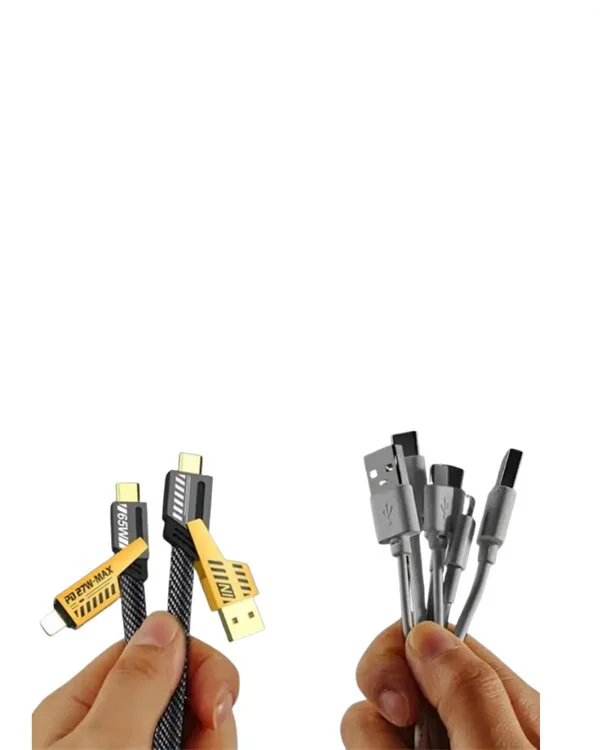 Dönüştürülebilir 4 Başlıklı Hızlı Şarj Kablosu – 1.2m 65W Dayanıklı ve Esnek Tasarım