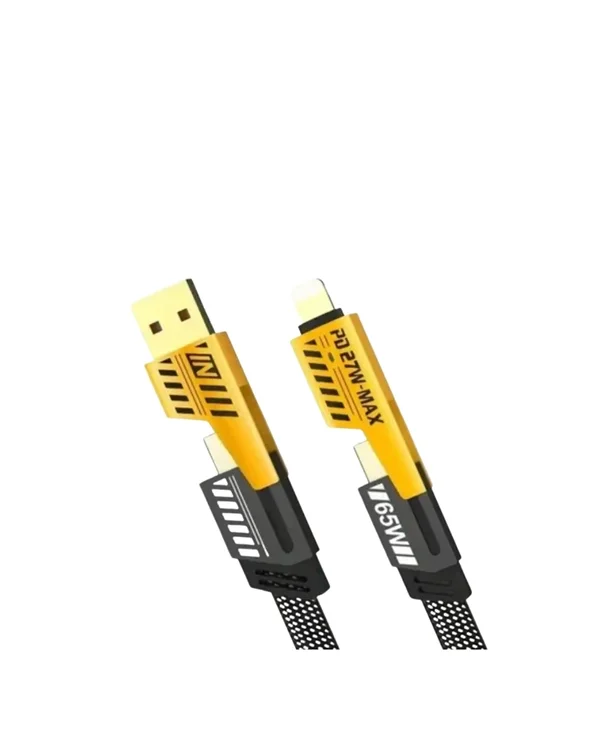Dönüştürülebilir 4 Başlıklı Hızlı Şarj Kablosu – 1.2m, 65W, Dayanıklı ve Esnek Tasarım