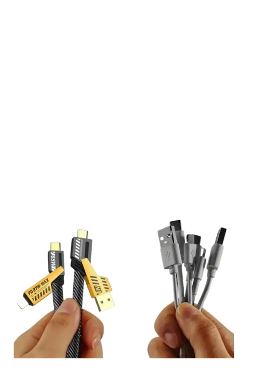 Dönüştürülebilir 4 Başlıklı Hızlı Şarj Kablosu – 1.2m 65W Dayanık