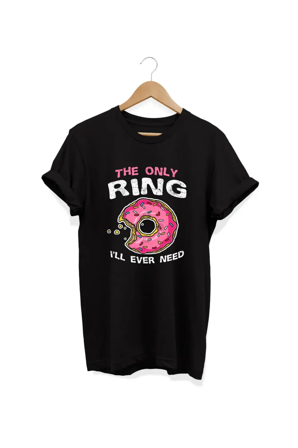 , Donut Ring Baskılı, %100 Pamuk, Bisiklet Yaka, Oversize T-shirt