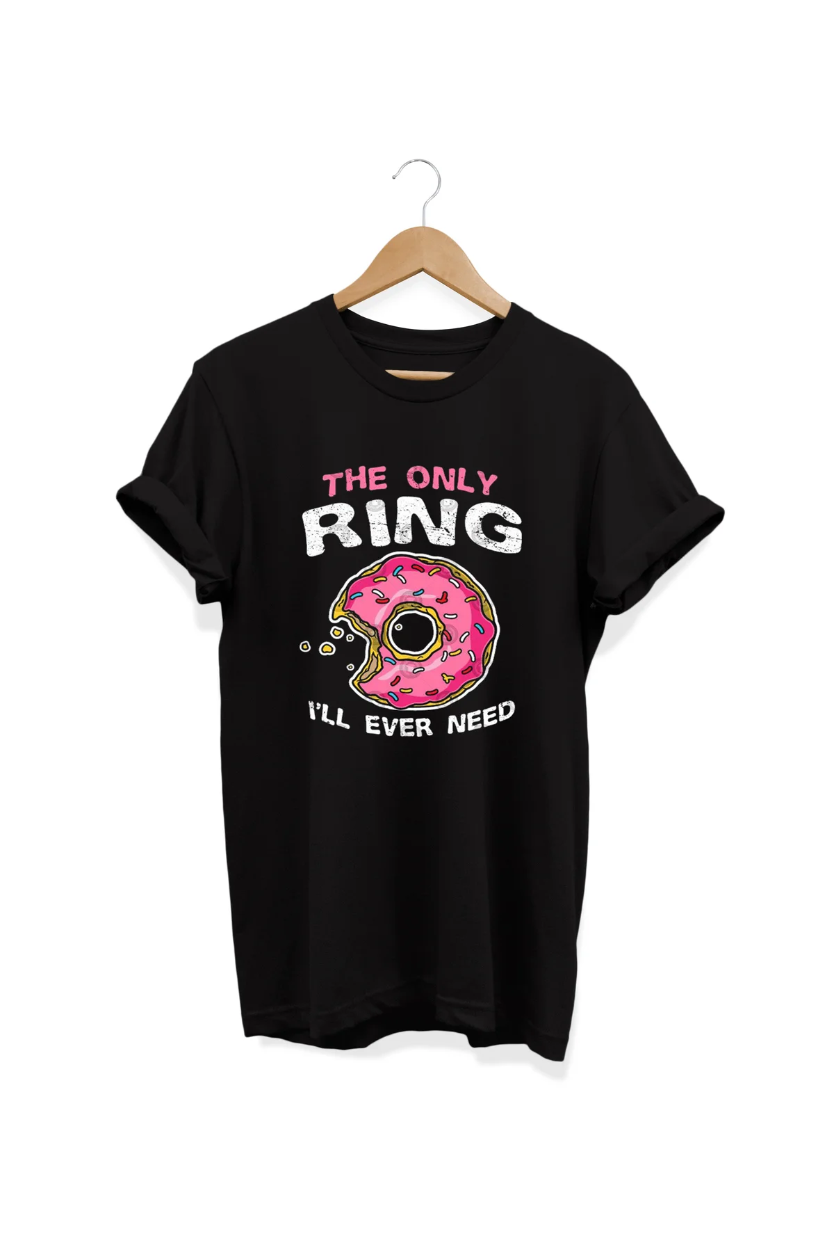 , Donut Ring Baskılı, %100 Pamuk, Bisiklet Yaka, Oversize T-shirt