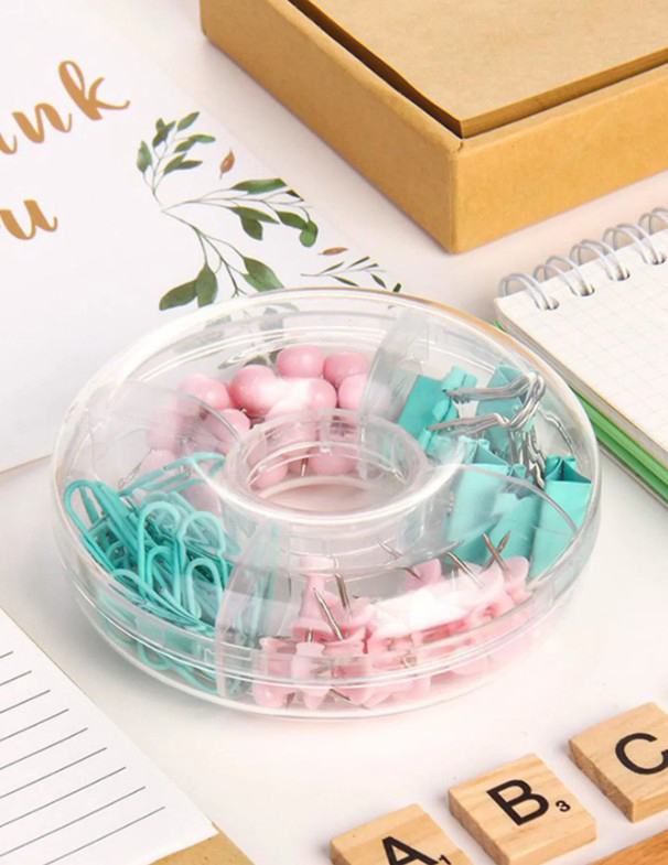 Limmy Donut Şekilli Masaüstü Ataş Raptiye Mandal Seti Hediyelik-1 Adet