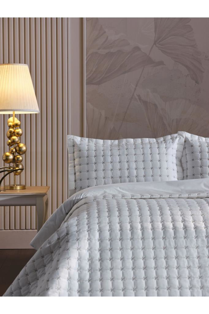 Doqu Home  Çift Kişilik Yatak Örtüsü Flash Krem