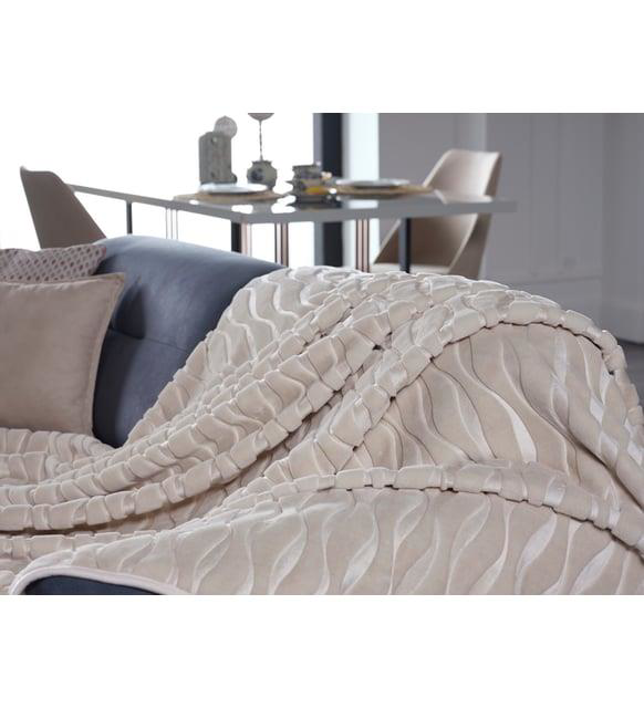 Doqu Home  Embos Battaniye Çift Kişilik Senfoni Krem 220X240