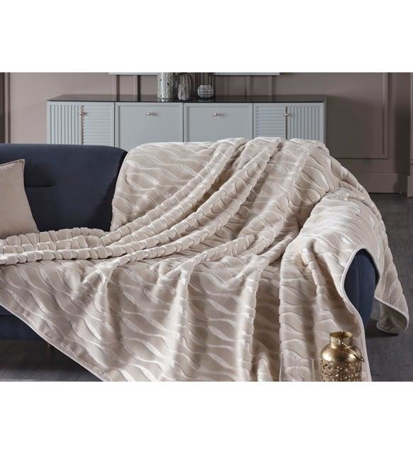 Doqu Home  Embos Battaniye Çift Kişilik Senfoni Krem 220X240