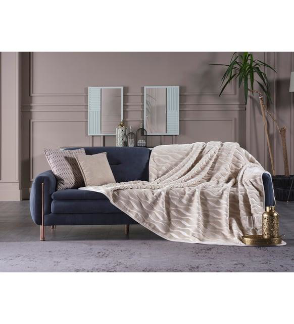 Doqu Home  Embos Battaniye Çift Kişilik Senfoni Krem 220X240