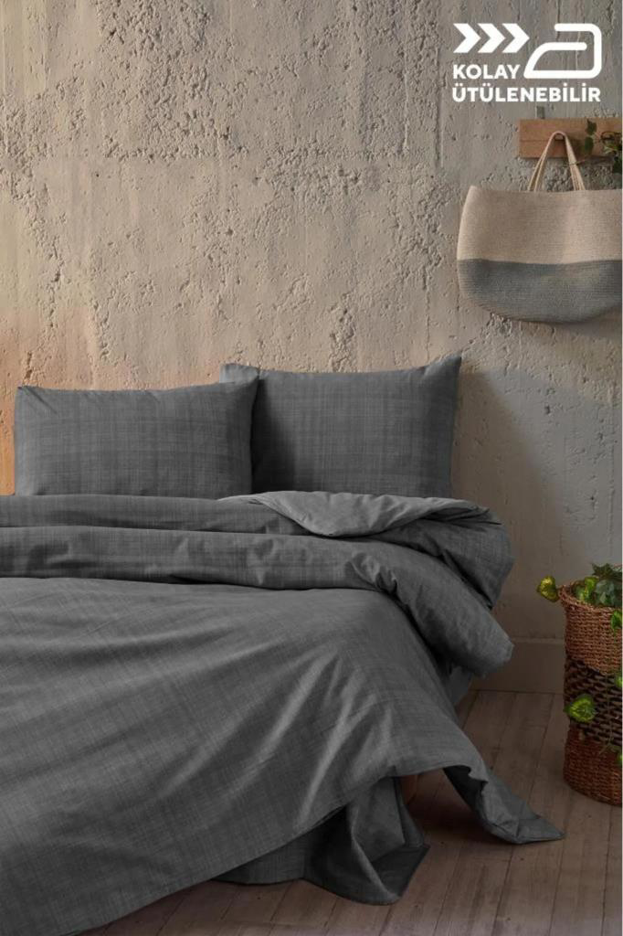 Doqu Home  Linda Nevresim Takimi Tek Kişilik Antrasit