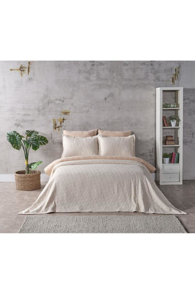 Doqu Home  Tek Kişilik Yatak Örtüsü Arya Krem