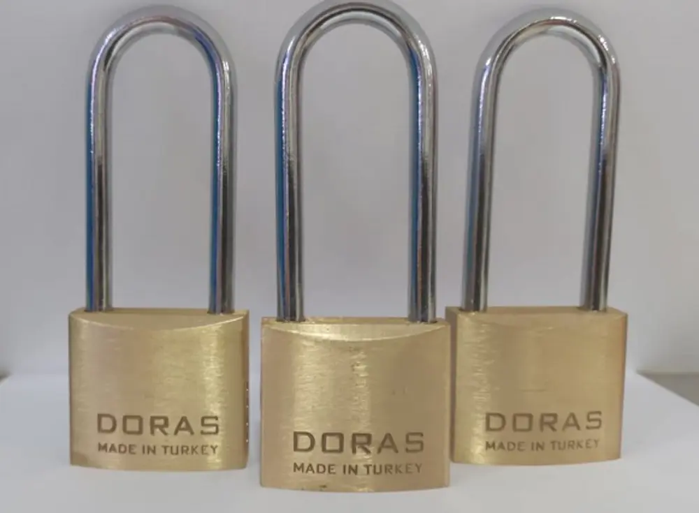 Doras Ersa 3'lü Set Uzun Kanca Pas Pirinç Asma Kilit 40 Mm