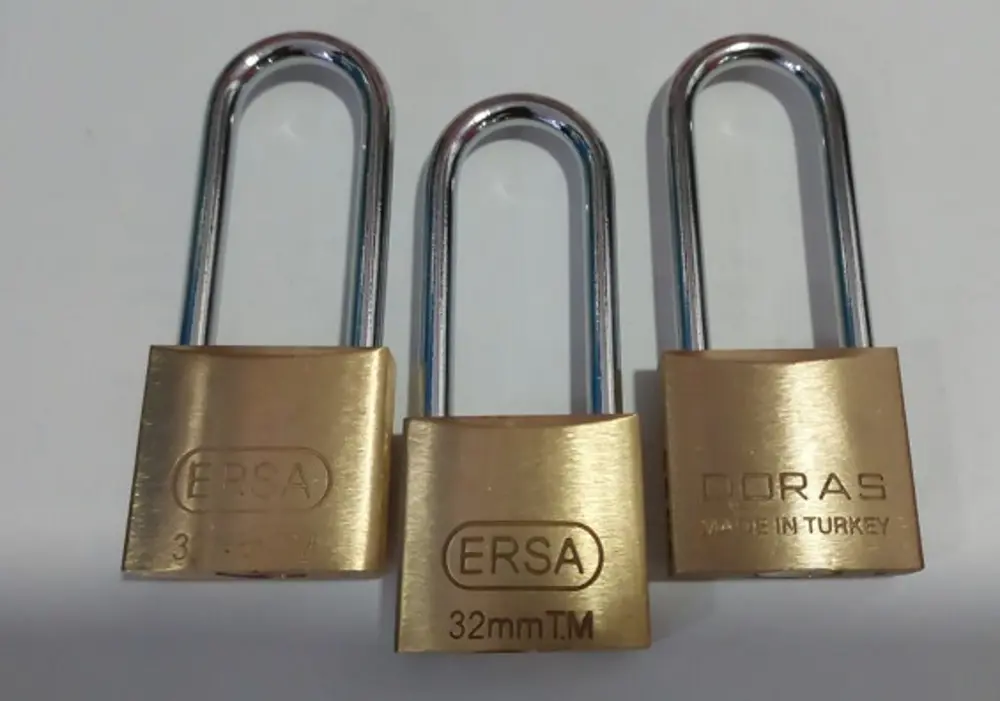 Doras Ersa 3'lü Set Uzun Kanca Pas Pirinç Asma Kilit 30 Mm