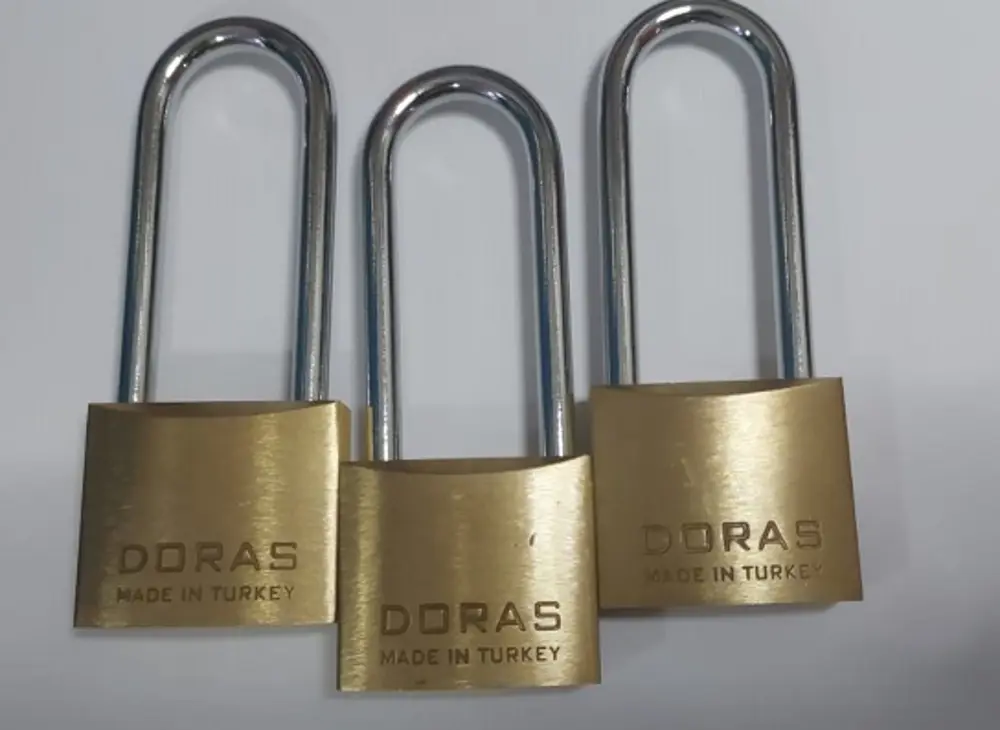 Doras Ersa 3'lü Set Uzun Kanca Pas Pirinç Asma Kilit 40 Mm