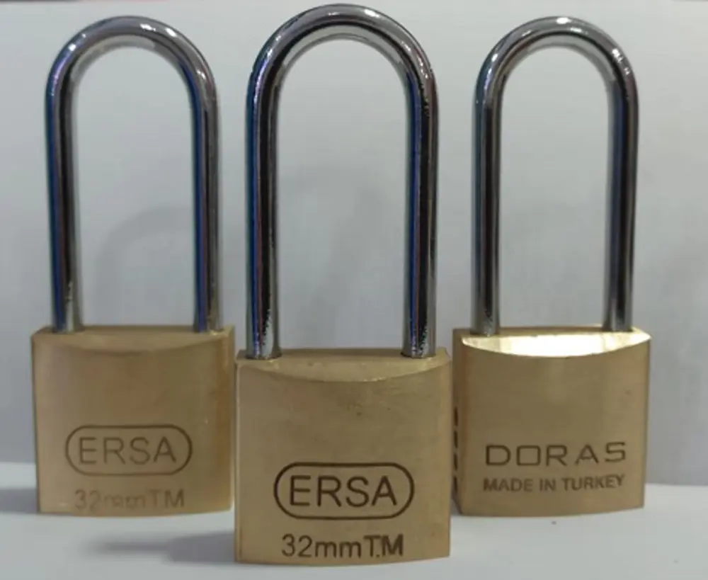 Doras Ersa 3'lü Set Uzun Kanca Pas Pirinç Asma Kilit 30 Mm