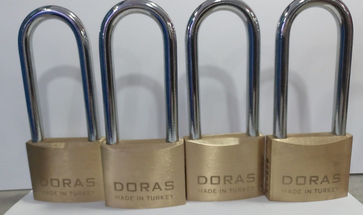 Doras Ersa 4'lü Set Uzun Kanca Pas Pirinç Asma Kilit 50 Mm