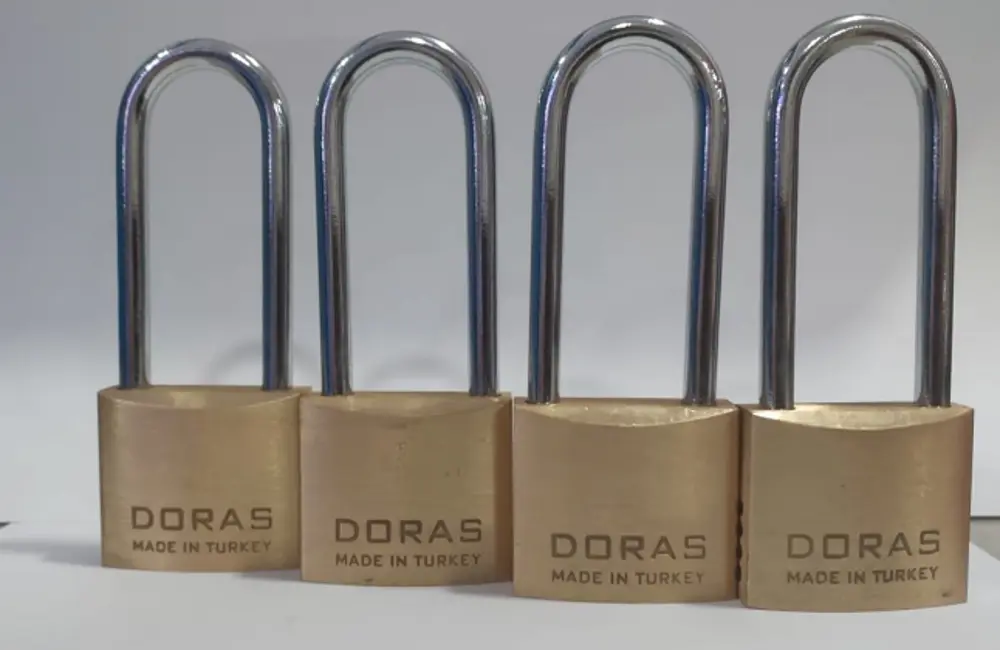 Doras Ersa 4'lü Set Uzun Kanca Pas Pirinç Asma Kilit 40 Mm