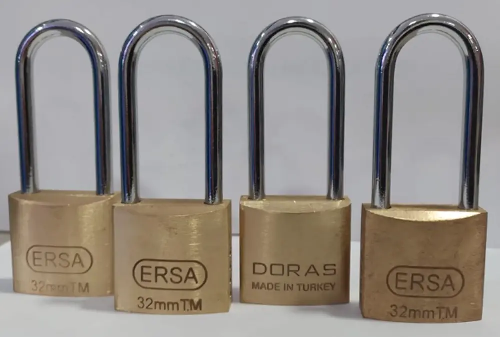 Doras Ersa 4'lü Set Uzun Kanca Pas Pirinç Asma Kilit 30 Mm