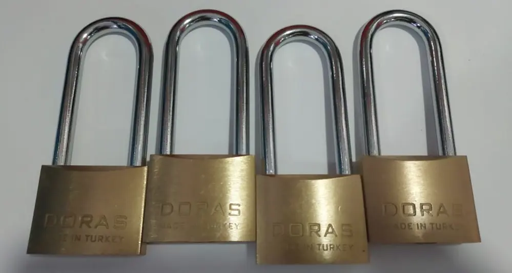Doras Ersa 4'lü Set Uzun Kanca Pas Pirinç Asma Kilit 50 Mm