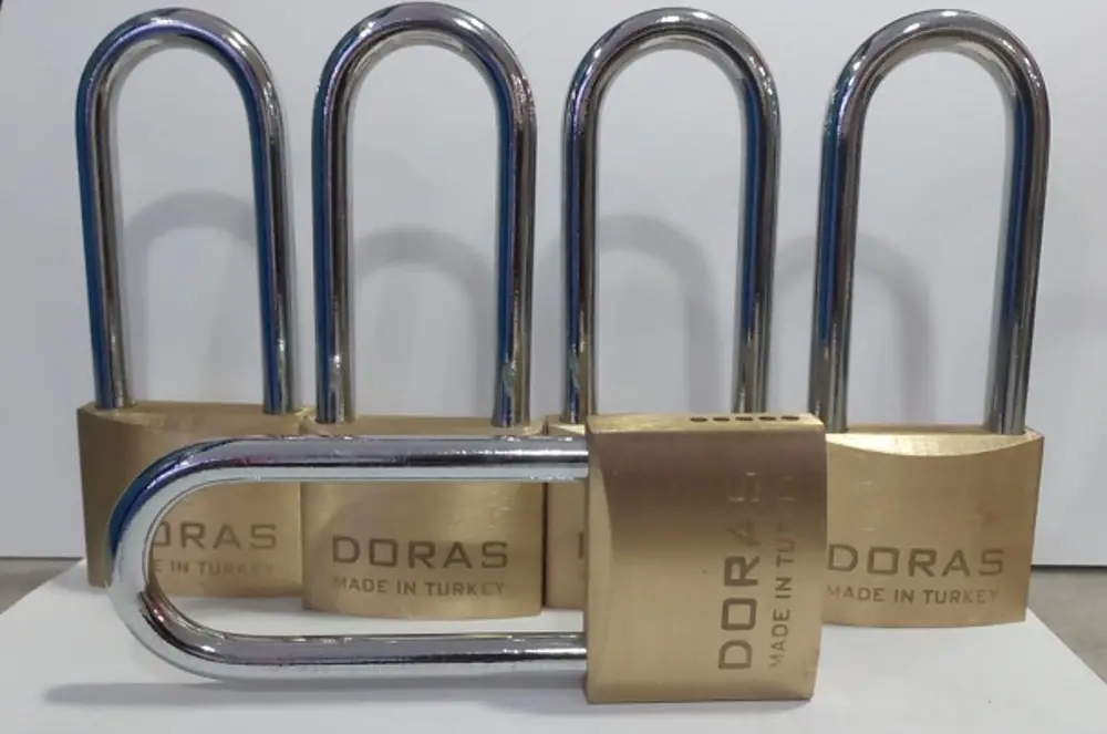Doras Ersa 5'li Set Uzun Kanca Pas Pirinç Asma Kilit 50 Mm