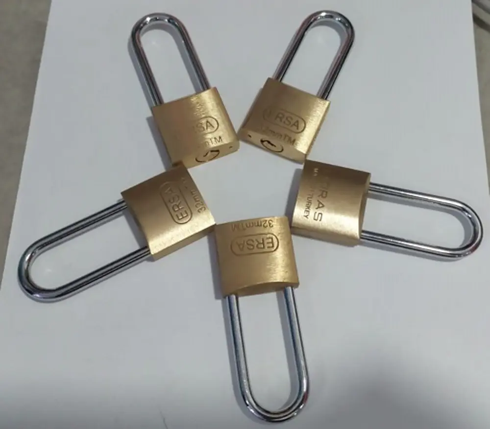 Doras Ersa 5'li Set Uzun Kanca Pas Pirinç Asma Kilit 30 Mm