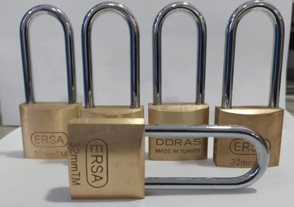 Doras Ersa 5'li Set Uzun Kanca Pas Pirinç Asma Kilit 30 Mm
