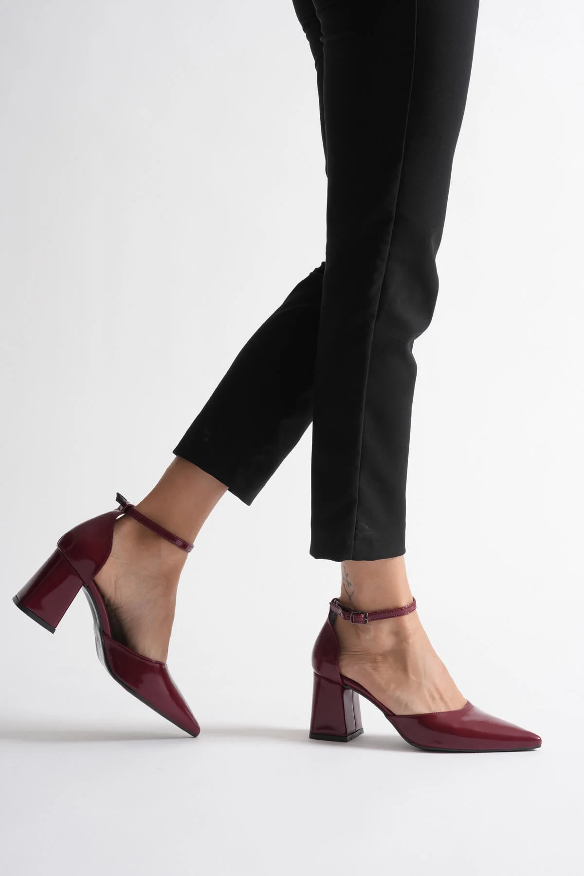 Doren Bordo Rugan Kadın Topuklu Ayakkabı