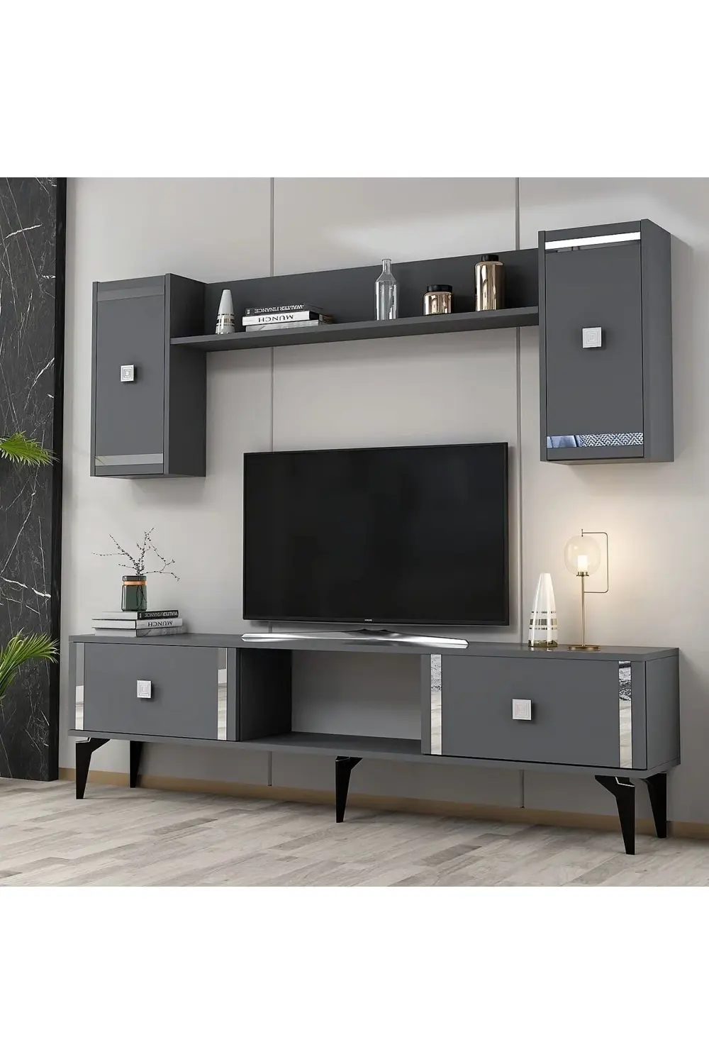 Dorruk Tv Ünitesi Takımı Antrasit-gümüş