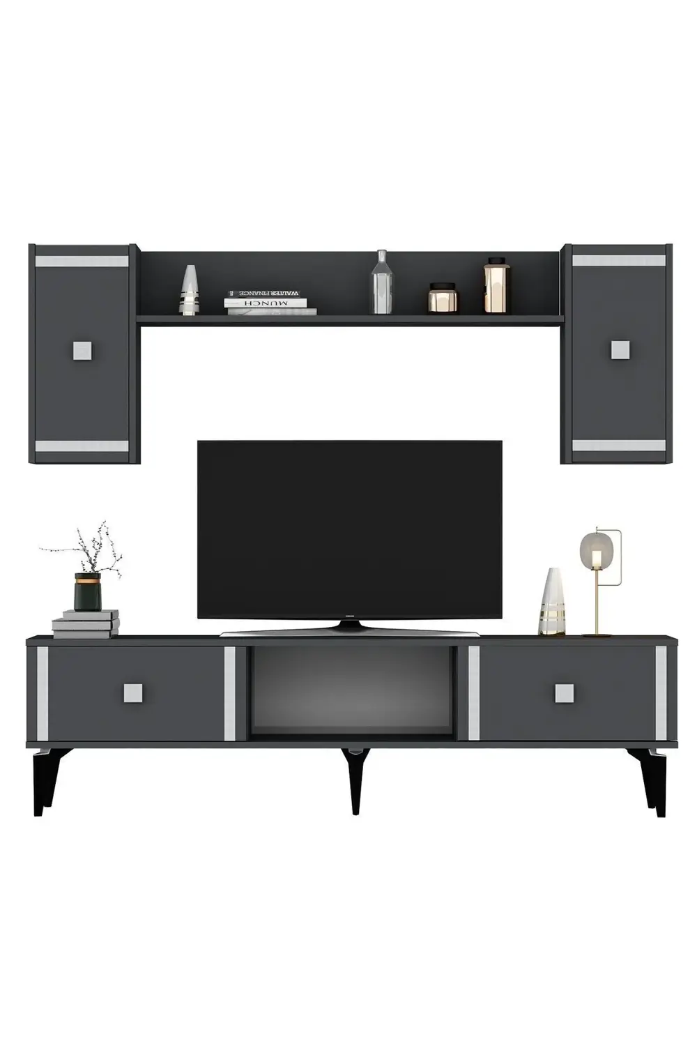 Dorruk Tv Ünitesi Takımı Antrasit-gümüş