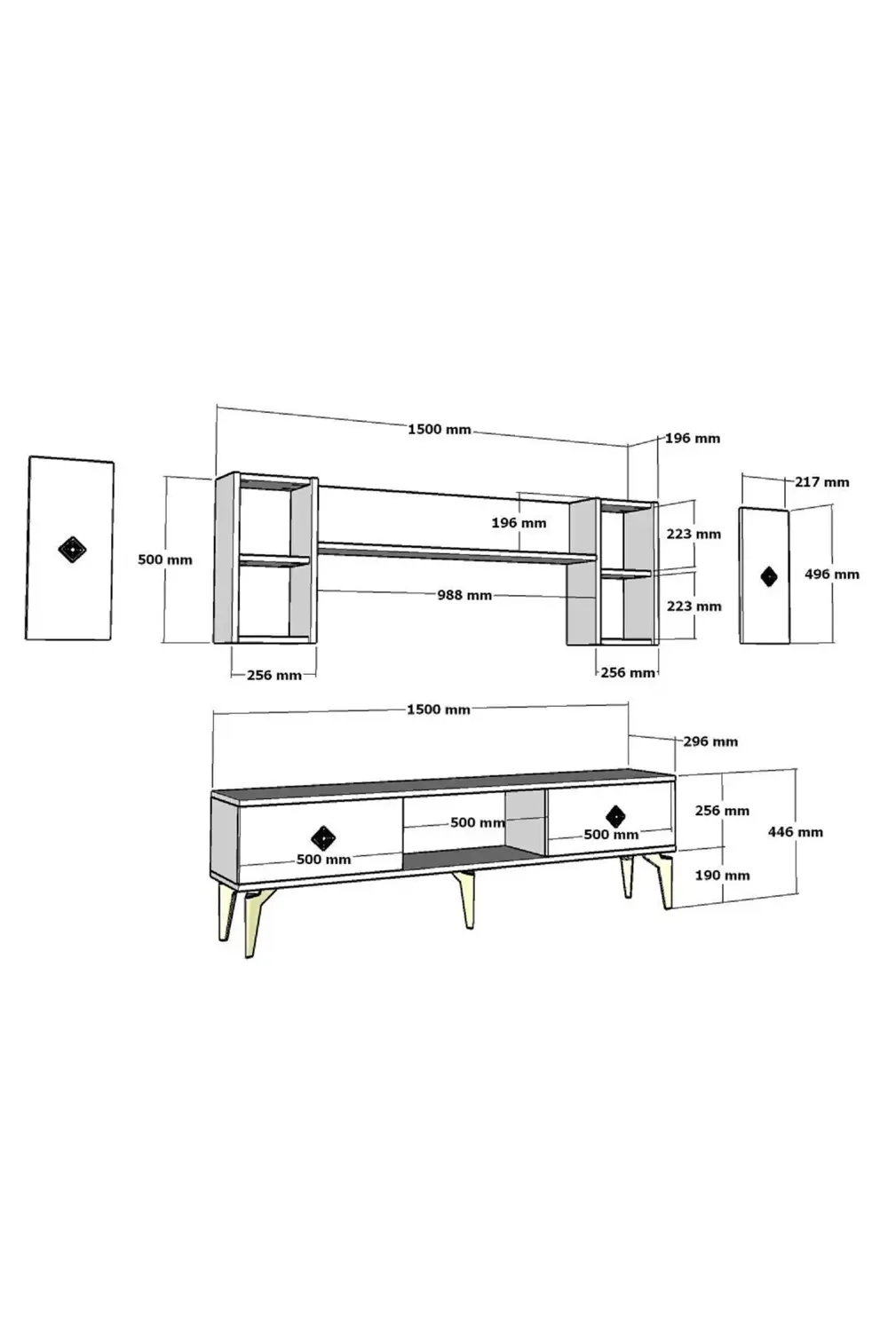 Dorruk Tv Ünitesi Takımı Antrasit-gümüş