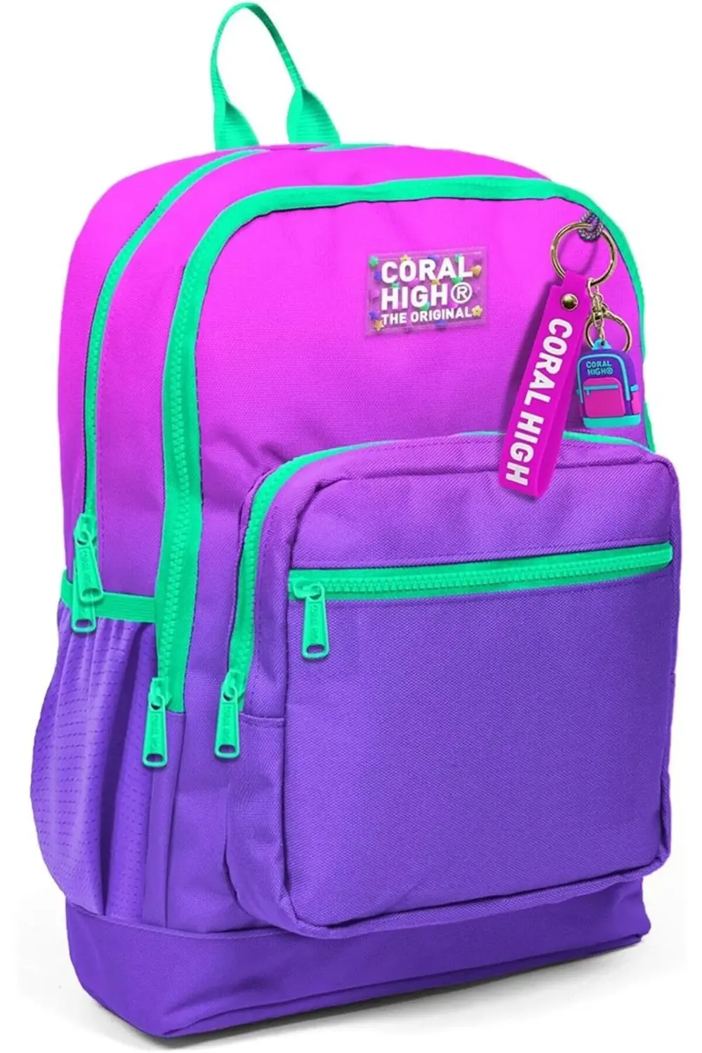 Dört Bölmeli Pembe Mor Renk Geçişli İlkokul Sırt Çantası - Kız Ço