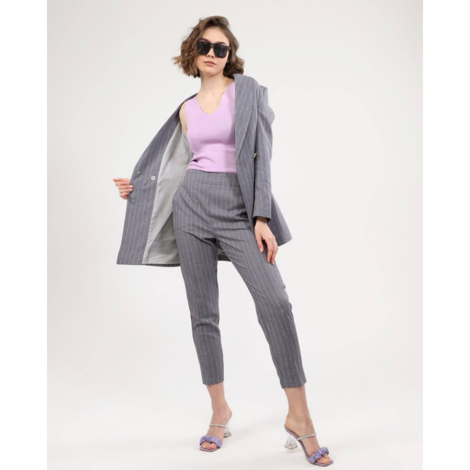 Dört Düğme Çi̇zgi̇li̇ Ceket