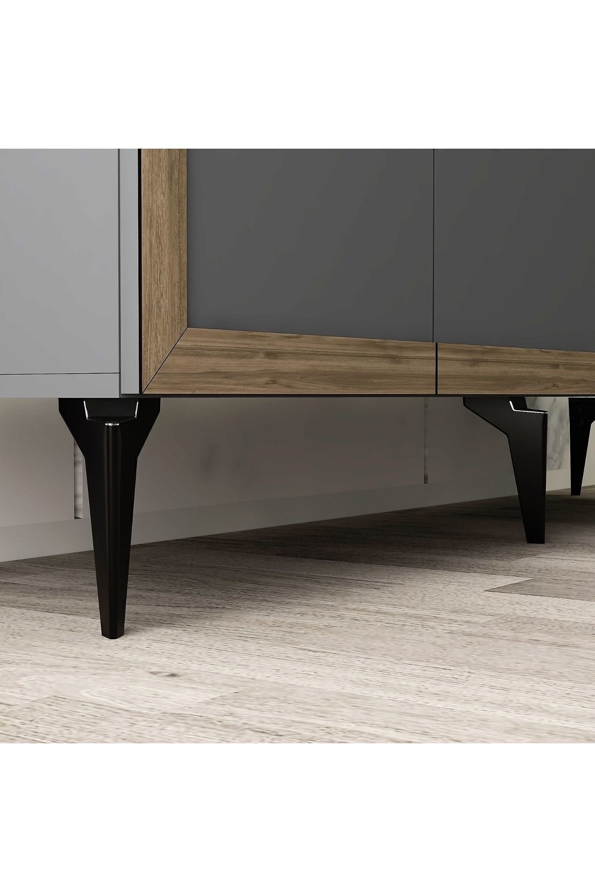 Cantek Dizayn Dört Kapakli 150 Cm Selen Konsol Antrasit-Ceviz