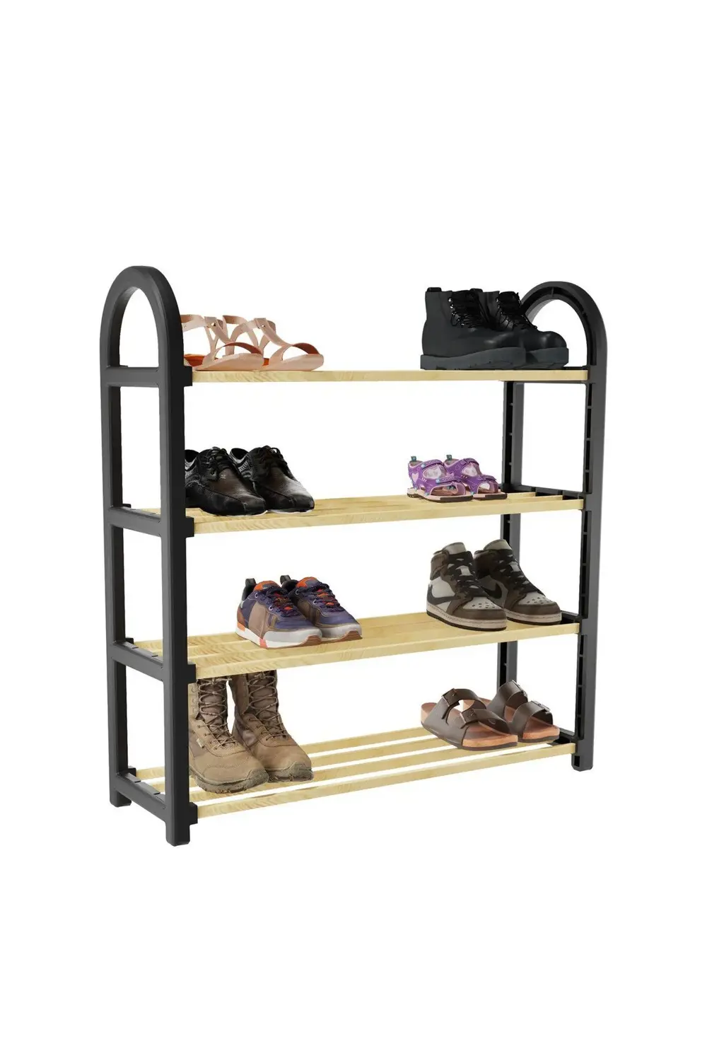 Dört Katlı Ahşap Ayakkabılık