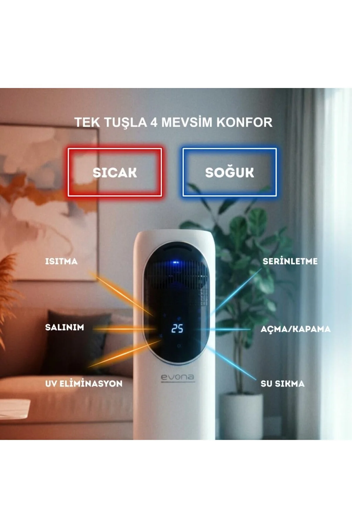 Dört Mevsim Isıtıcı & Soğutucu & Fanlı Kule Tipi Klima | Isıtıcıl