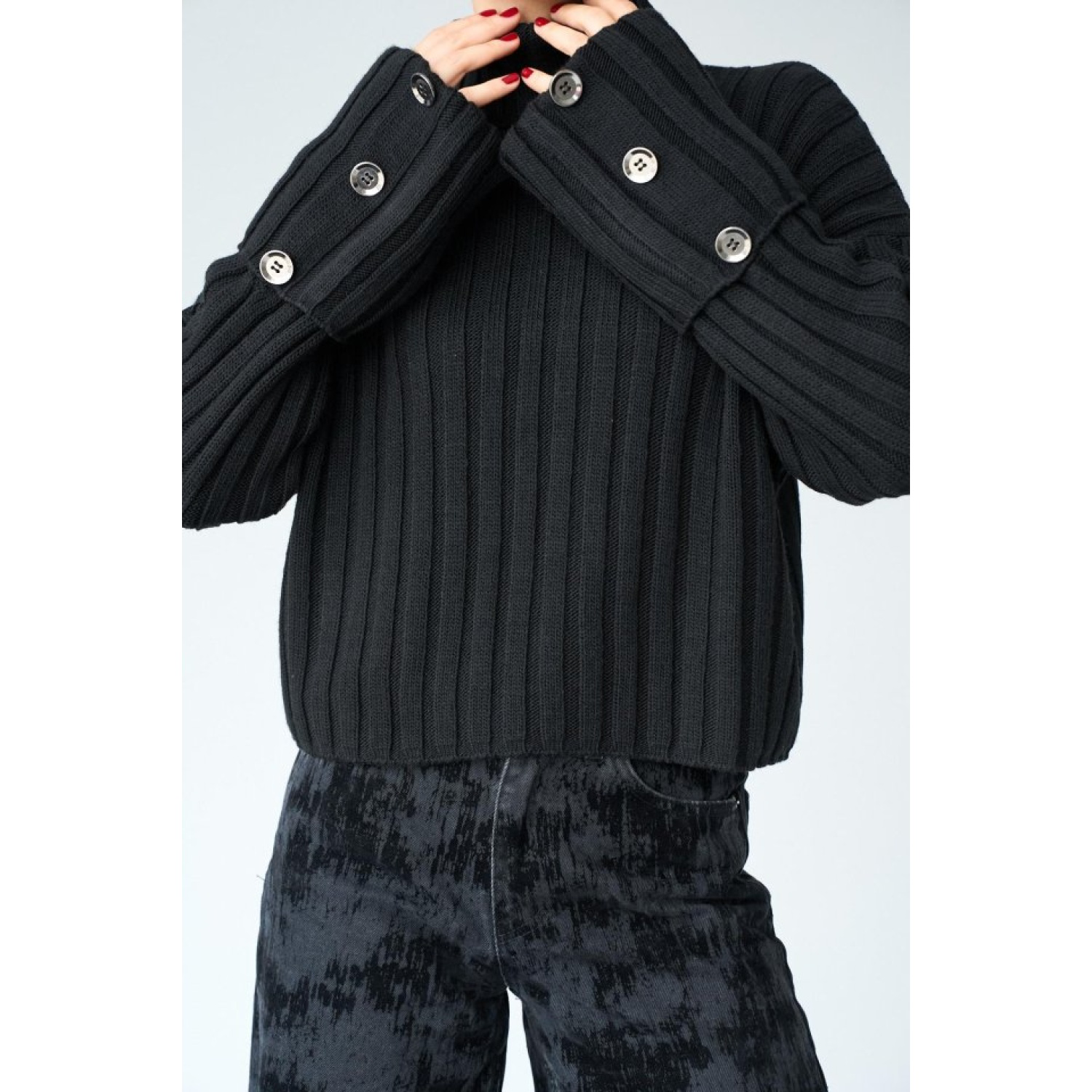 Double Kollu Kazak - Siyah Double Kollu Kazak - Siyah