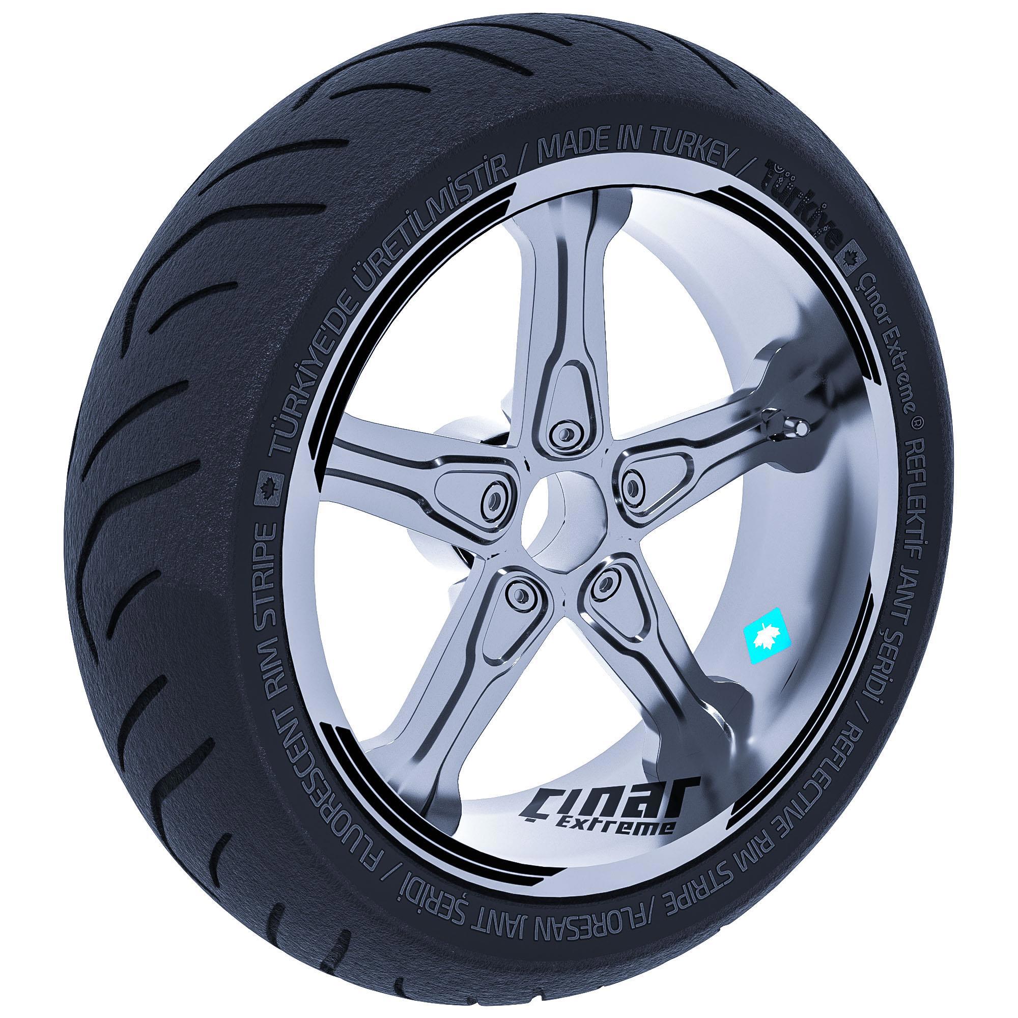 Çinar Extreme Double Stripe Tasarimli Jet Siyah Jant Şeridi Sticker Çinar Extre