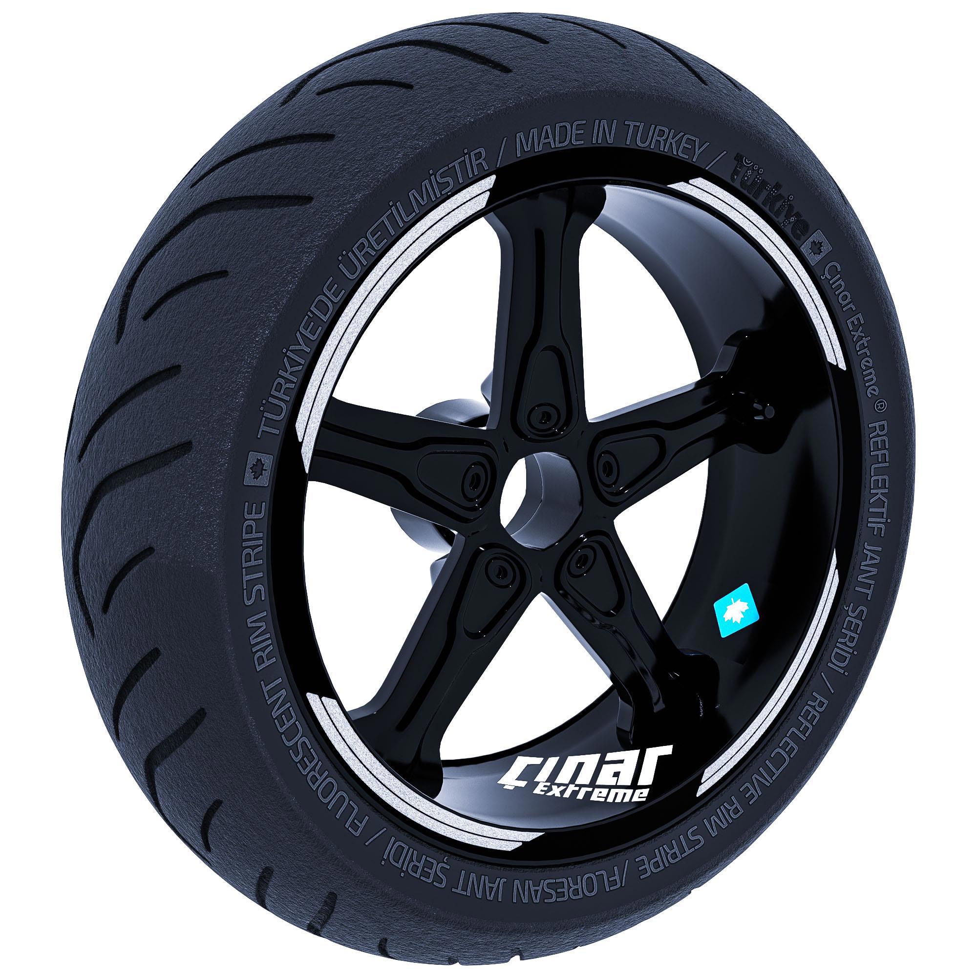 Çinar Extreme Double Stripe Tasarimli Reflektif Gri Jant Şeridi Sticker Çinar E