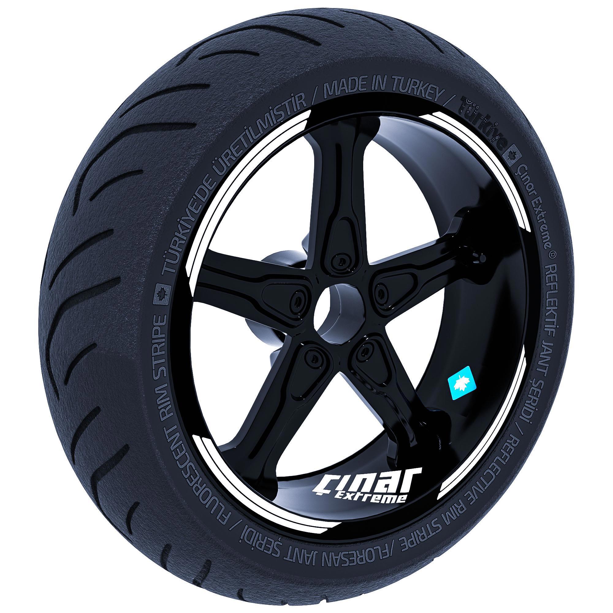Çinar Extreme Double Stripe Tasarimli Süt Beyaz Jant Şeridi Sticker Çinar Extre