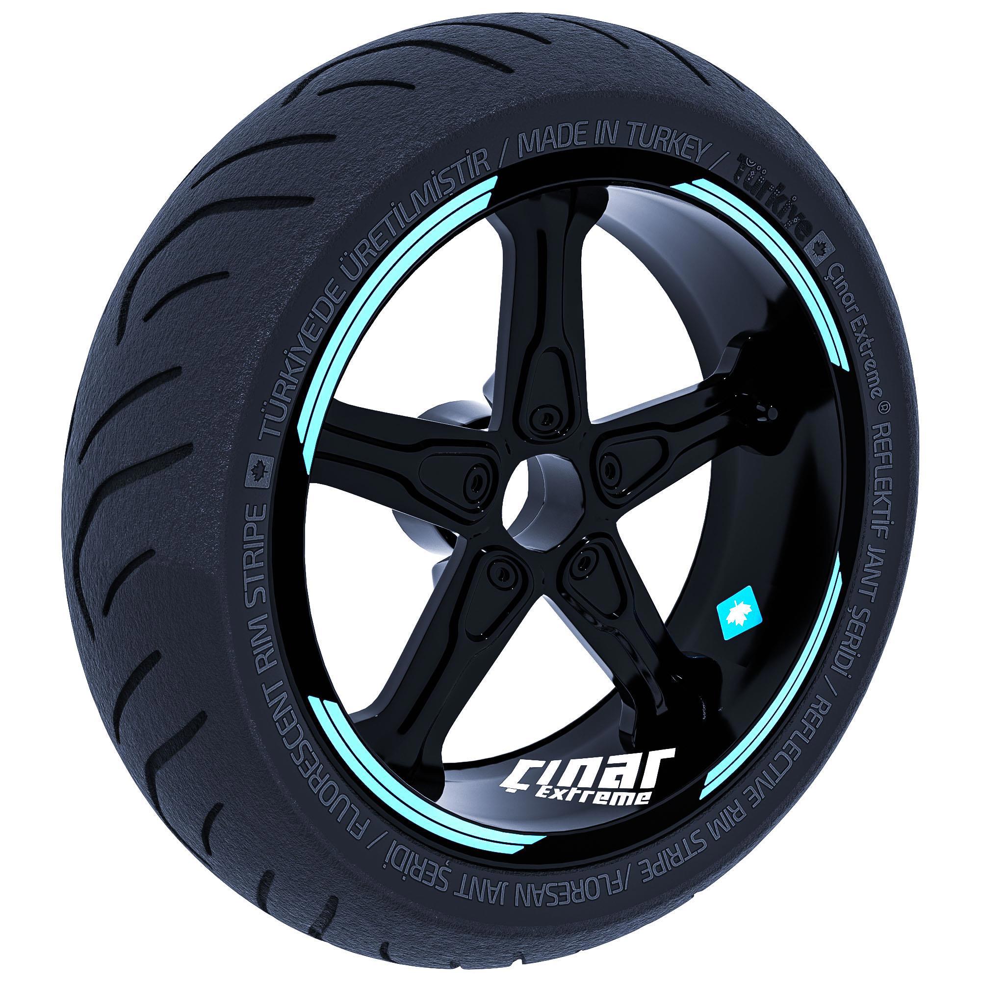 Çinar Extreme Double Stripe Tasarimli Nane Yeşili Jant Şeridi Sticker Çinar Ext